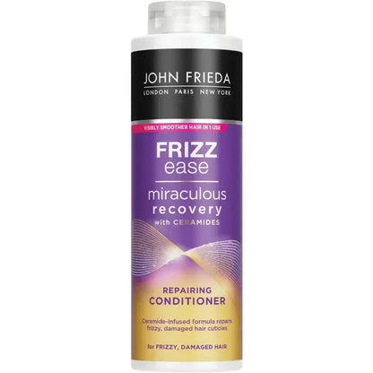 John Frieda Frizz Ease Miraculous Recovery conditioner bottle on a white background