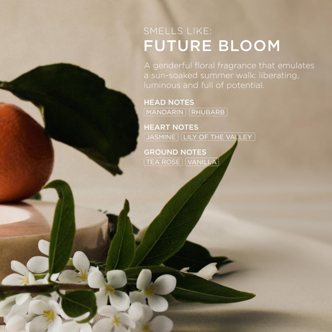 ARKIVE Floral fragrance with leaves and flowers on a neutral background, featuring fragrance notes text.