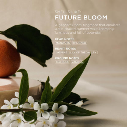 ARKIVE Floral fragrance with leaves and flowers on a neutral background, featuring fragrance notes text.