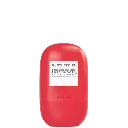 GLOW RECIPE Strawberry BHA Pore-Smooth Blur Drops 30ml product for minimizing pores and balancing oil production.