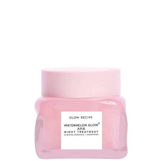 Glow Recipe Watermelon Glow AHA Night Treatment jar for radiant, smooth skin. Hydrating and exfoliating formula.