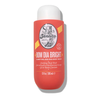 Sol de Janeiro Bom Dia Bright Clarifying AHA BHA Body Wash 13 oz bottle on a white background.