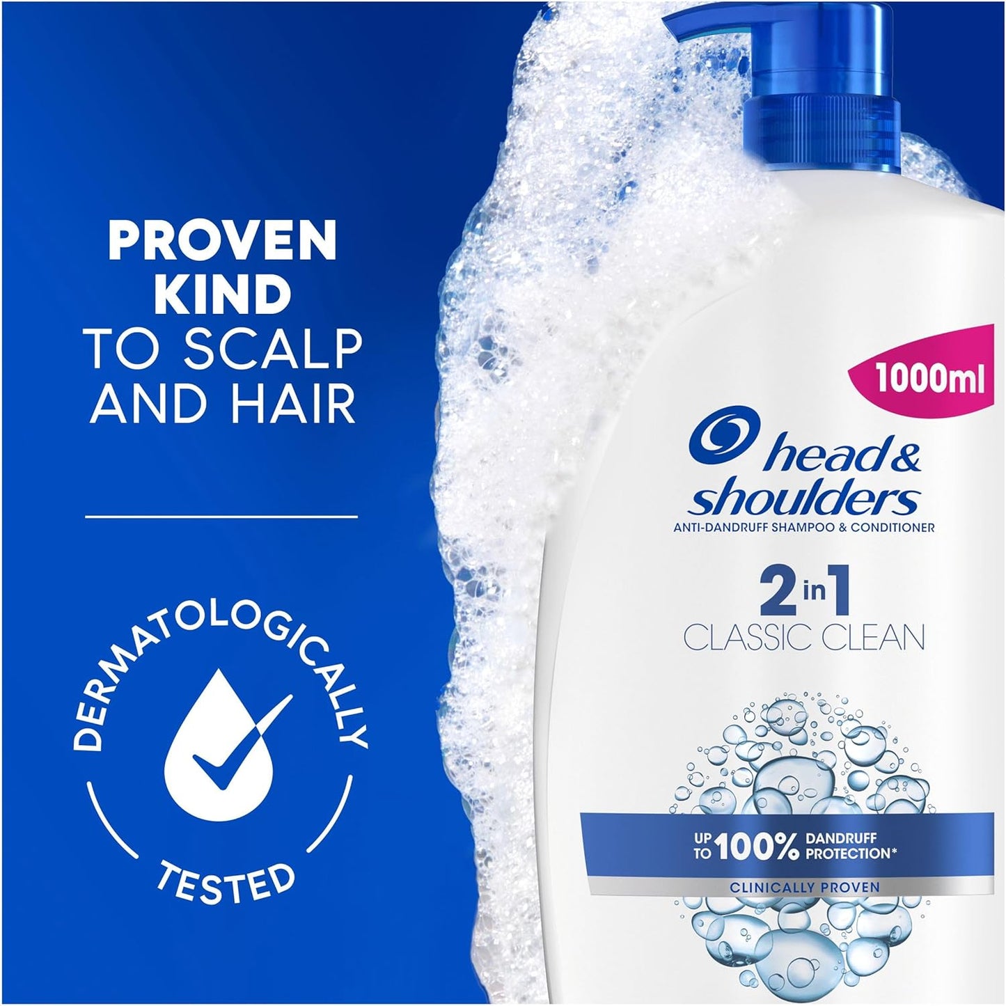 Head & Shoulders Classic Clean 2in1 Anti Dandruff Shampoo 250ml with proven scalp protection and conditioning benefits.
