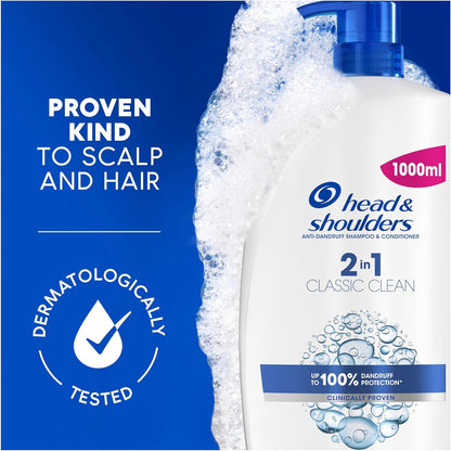 Head & Shoulders Classic Clean 2in1 Anti Dandruff Shampoo 250ml with proven scalp protection and conditioning benefits.