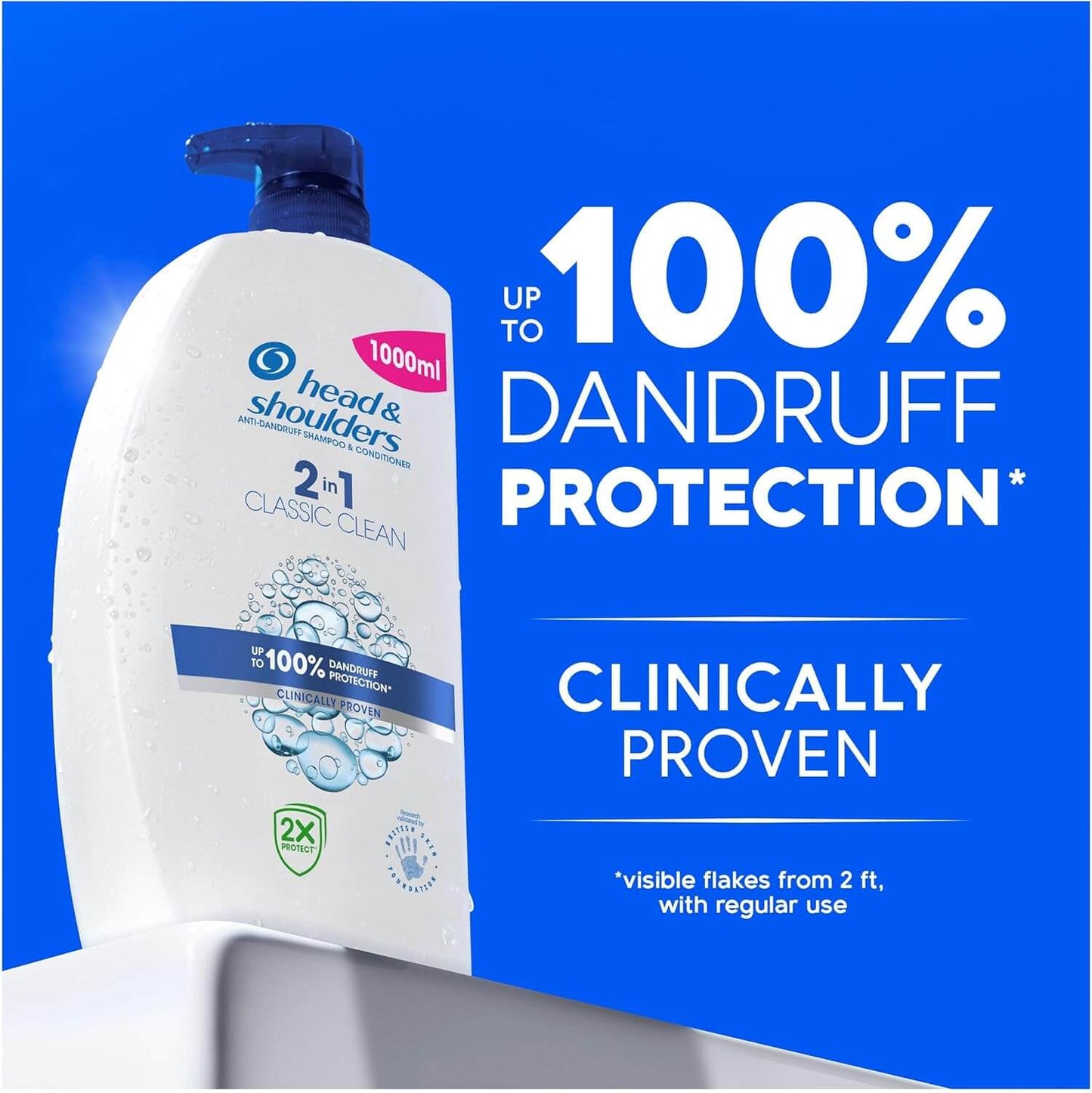 Head & Shoulders Classic Clean 2in1 Anti Dandruff Shampoo 250ml on a white background with blue accents.