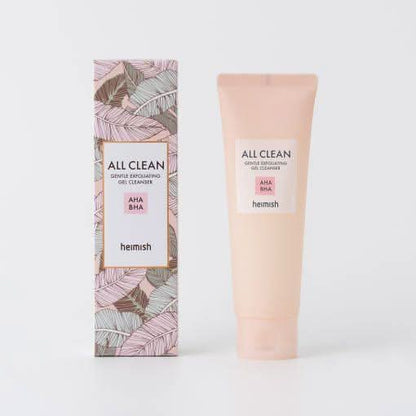 Heimish All Clean Gentle Exfoliating Gel Cleanser 130ml with AHA BHA for a soft, luminous complexion.