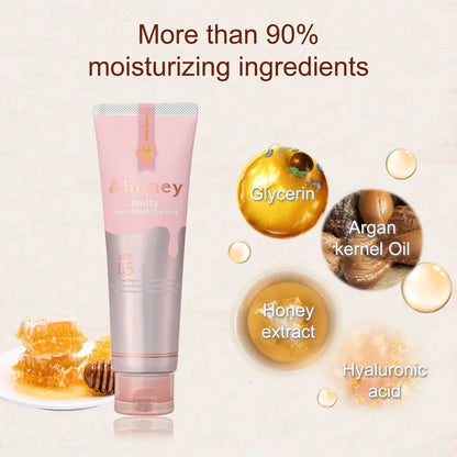 &honey Melty Moist Repair Hair Pack 1.5 with moisturizing ingredients like honey extract, glycerin, and argan kernel oil.