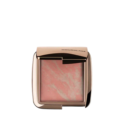 Hourglass Ambient Lighting Blush At Night in elegant compact with pink marble design for a radiant complexion.