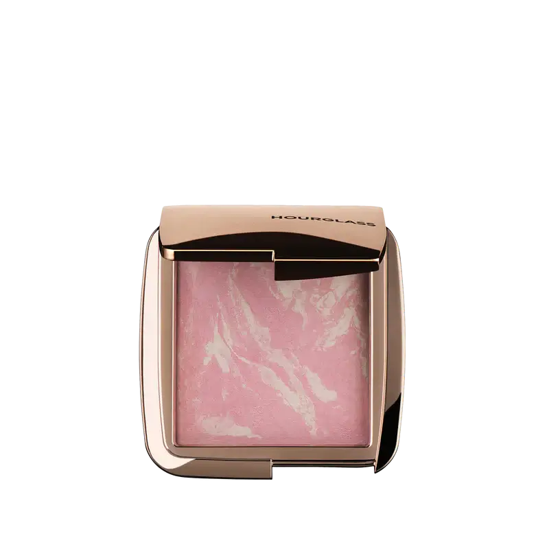 Hourglass Ambient Lighting Blush At Night compact featuring a pink marbled powder for radiant complexion.