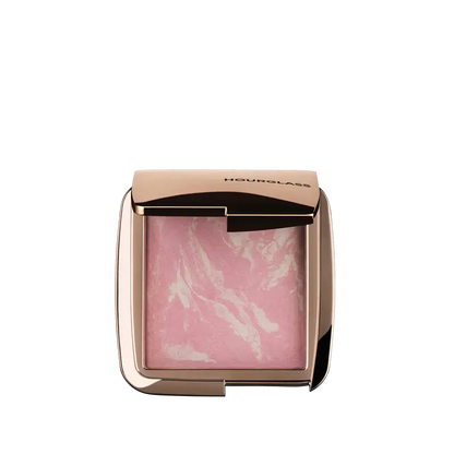 Hourglass Ambient Lighting Blush At Night compact featuring a pink marbled powder for radiant complexion.