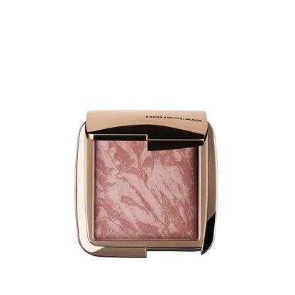 Hourglass Ambient Lighting Blush At Night in a sleek compact, showcasing a marbled pink hue for a radiant glow.