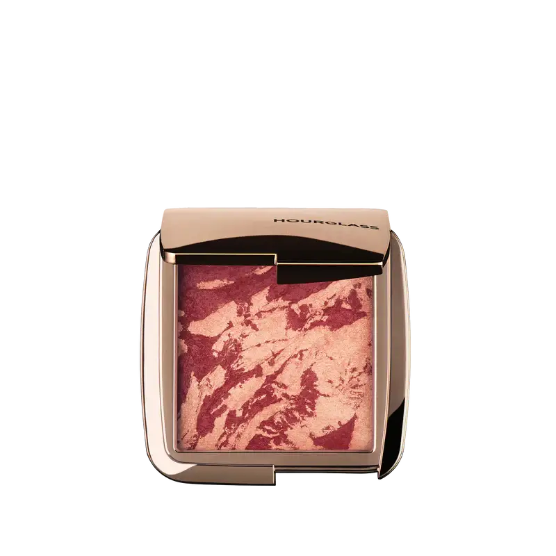 Hourglass Ambient Lighting Blush At Night in compact with marbled rose and gold hues for a radiant complexion.