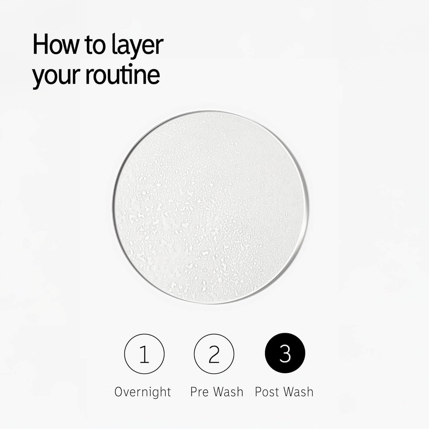 Diagram illustrating how to layer your skincare routine: Overnight, Pre Wash, and Post Wash stages.