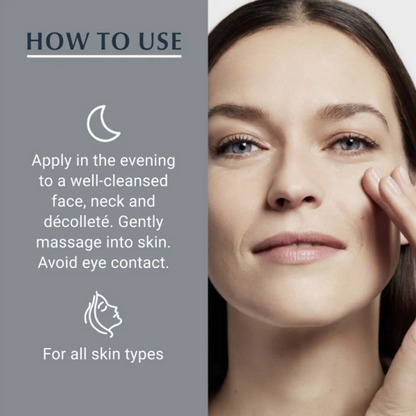 Eucerin Cosmetic product usage instructions with a woman applying cream to her face.