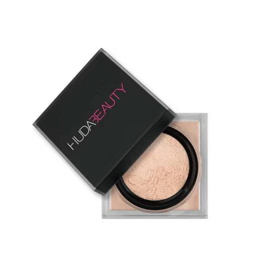 Huda Beauty Easy Bake Loose Baking & Setting Powder in sleek packaging, perfect for a flawless, matte finish.