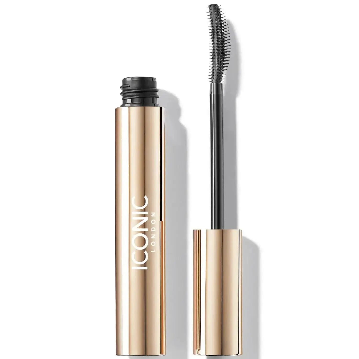 ICONIC London Enrich and Elevate Mascara in black with a unique wand for voluminous lashes.