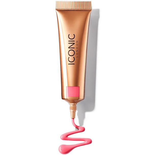 ICONIC London Sheer Blush in Rose Riot, a lightweight liquid blush delivering a radiant, dewy finish.