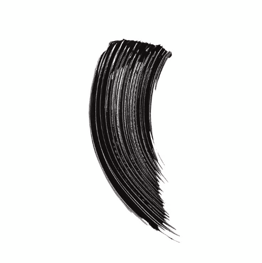 Black mascara brush stroke representing ILIA Limitless Lash Mascara's rich, clean formulation and bold elegance.