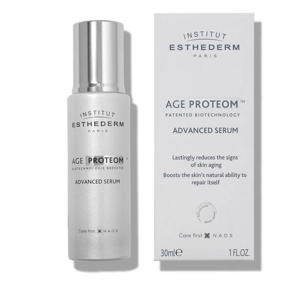 Institut Esthederm Age Proteom Advanced Serum 30ml packaging, promoting ageless skin and natural repair.