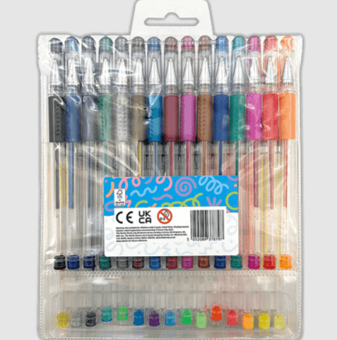 Pack of 30 Jotz! gel pens showcasing vibrant colors, perfect for writing, drawing, and coloring.
