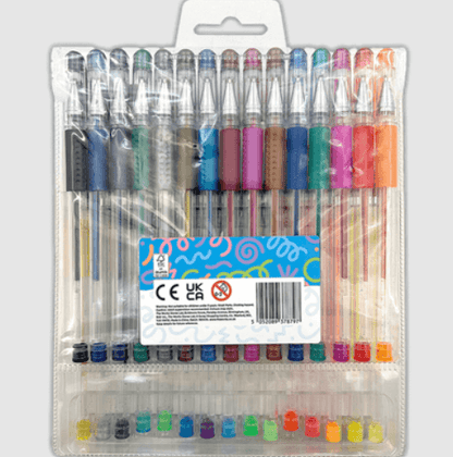 Pack of 30 Jotz! gel pens showcasing vibrant colors, perfect for writing, drawing, and coloring.