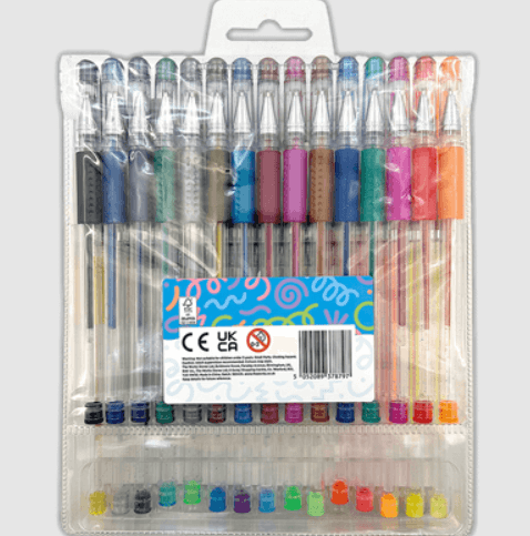Pack of 30 Jotz! gel pens in bright colors, ideal for writing and drawing, suitable for kids and adults.