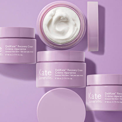 Kate Somerville DeliKate Recovery Cream on a purple background