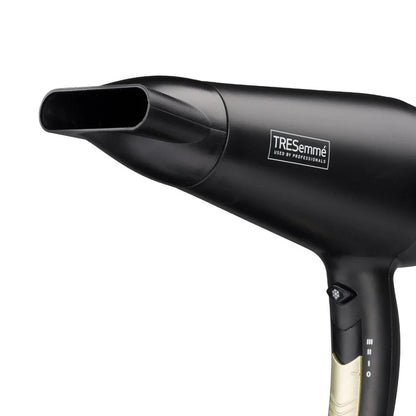 Black TRESemmé hair dryer on a white background