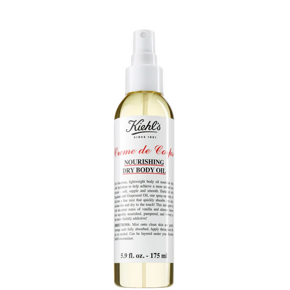 Kiehl's Creme de Corps Nourishing Dry Body Oil bottle on a white background