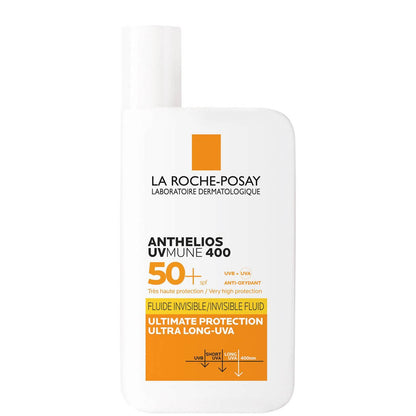 La Roche-Posay Anthelios UVMUNE 400 Invisible Fluid SPF50 50ml for sensitive skin, ultra long UVA protection.