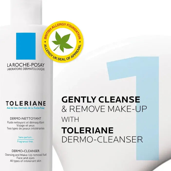La Roche-Posay Toleriane dermo-cleanser packaging with branding and product description.