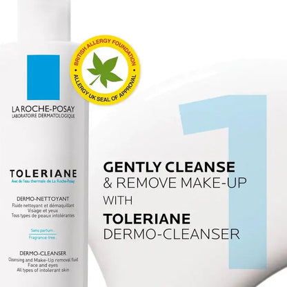 La Roche-Posay Toleriane dermo-cleanser packaging with branding and product description.