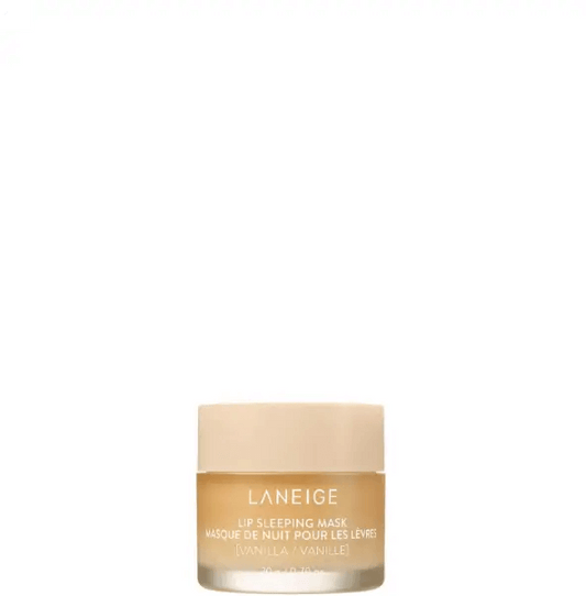 LANEIGE Lip Sleeping Mask in Vanilla, 20g jar for soft, moisturized lips with Moisture Wrap technology.