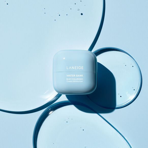 Laneige water bank product on a blue background