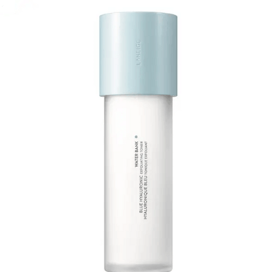 LANEIGE Water Bank Blue Hyaluronic Exfoliating Toner 160ml bottle with light blue cap for hydrating skin.
