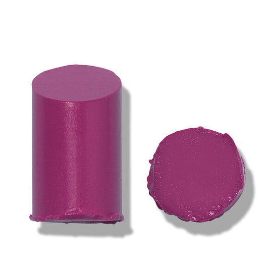 Laura Mercier Purple cylindrical container and swatch on a white background
