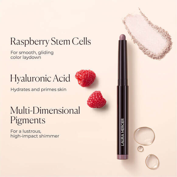 Laura Mercier Cosmetic product with raspberries and text on a light background