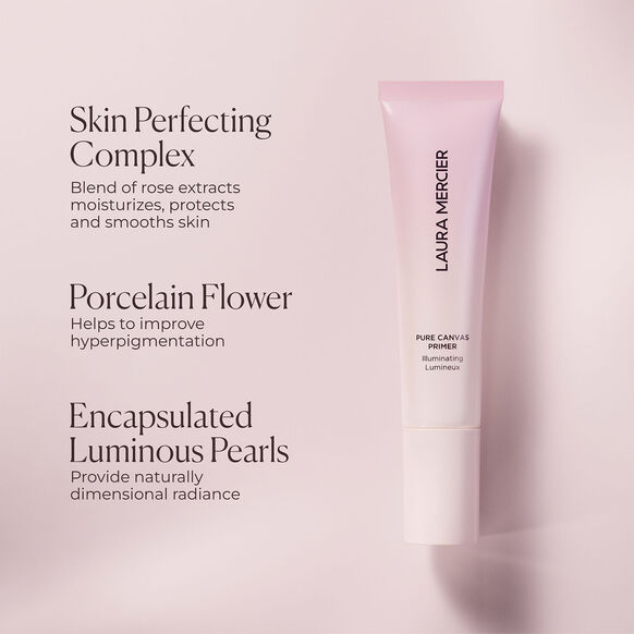 Laura Mercier skincare product with text on a pink background