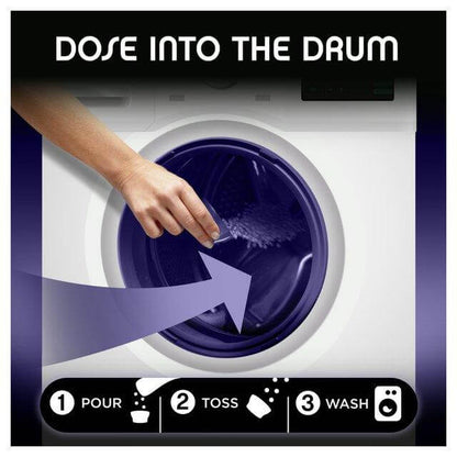Instructions for using Lenor In-Wash Scent Booster: Pour, toss, and wash for ultimate freshness.