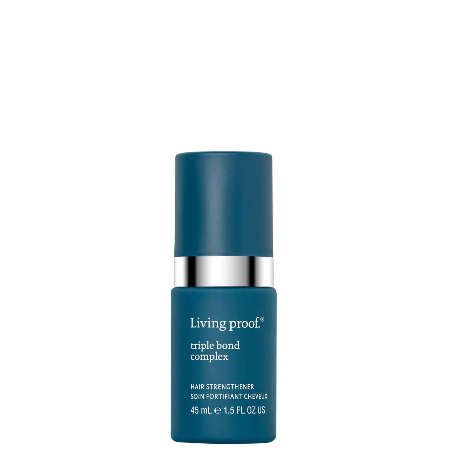 Living Proof Triple Bond Complex bottle, a hair strengthener for resilient, lustrous hair.