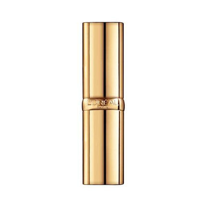 L'Oréal Color Riche Satin Lipstick packaging in a sleek gold tube, showcasing its luxurious design.