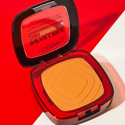 L'Oreal Compact powder in a red case on a red and white background