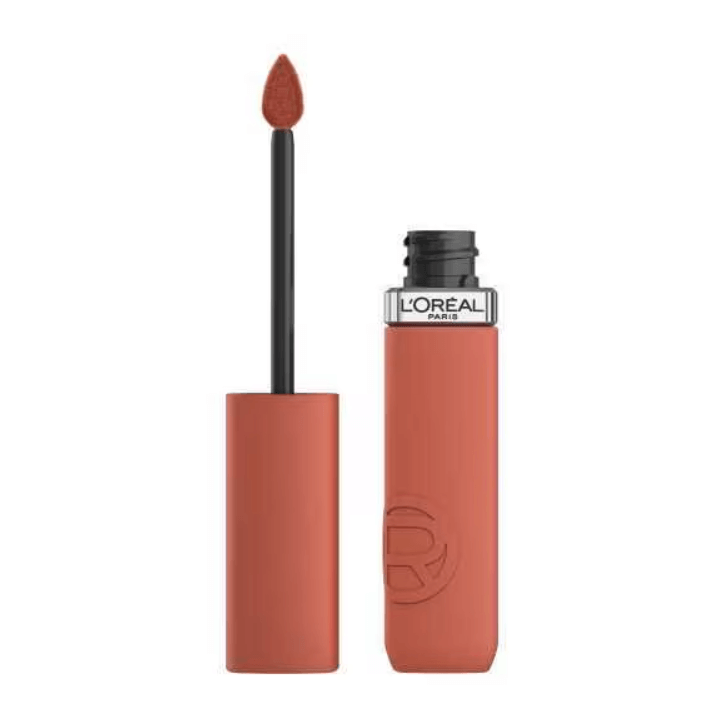 L'Oreal Paris Infallible Matte Resistance Lipstick 500 with applicator for intense, long-lasting color.