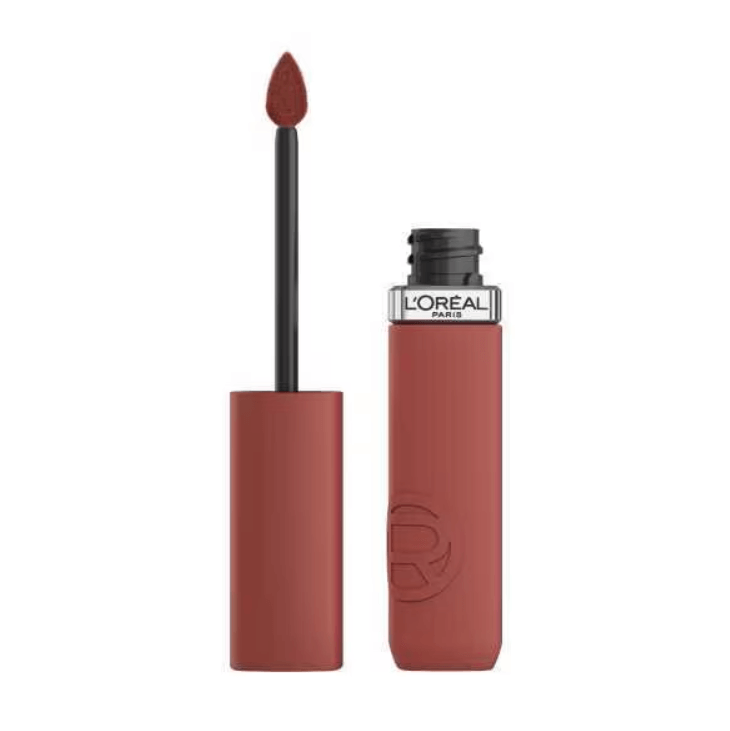 L'Oreal Paris Infallible Matte Resistance Lipstick 500 in a sleek applicator with a pointed tip for precise application.