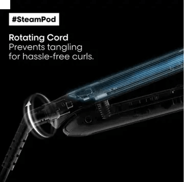 L'Oréal Steampod 3.0 features a rotating cord to prevent tangling and ensure hassle-free curls.