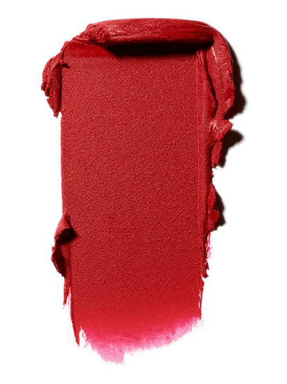MAC Red lipstick swatch on a white background