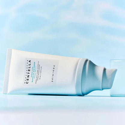 Skincare product with 'Skinceed' branding on a light blue gradient background