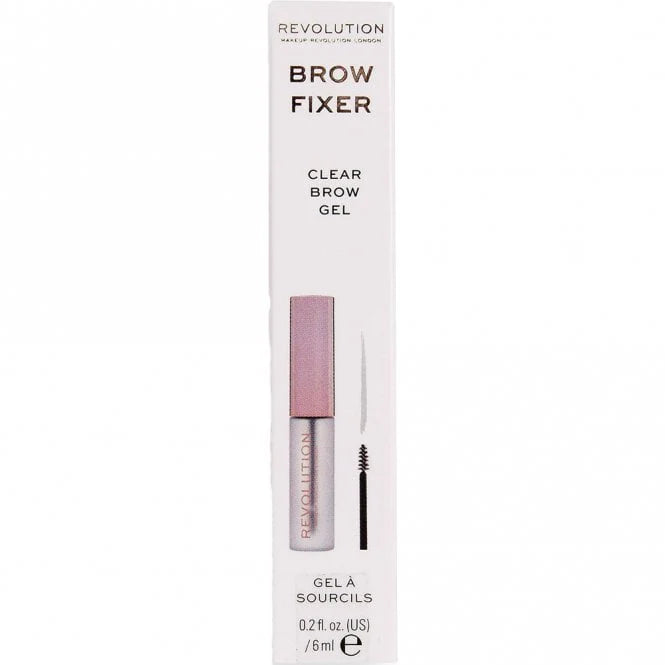 Revolution Brow Fixer clear brow gel packaging on a white background