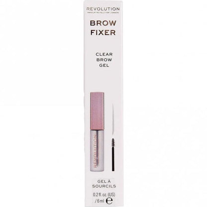 Revolution Brow Fixer clear brow gel packaging on a white background