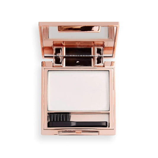 Makeup Revolution Soap Styler in a sleek rose gold compact with a mirror and brow brush for perfect brow styling.